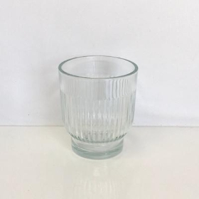 Clear Glass Ribbed Votive 8.5cm