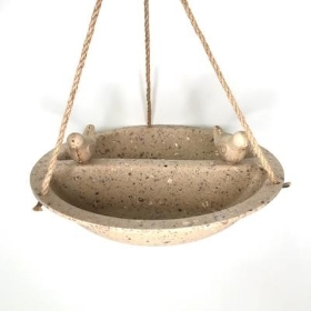 Cream Coffee Husk Bird Bath 27cm