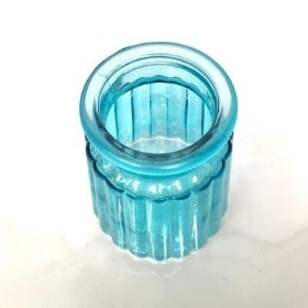 Pale Blue Glass Striped Oscar Vase 12cm