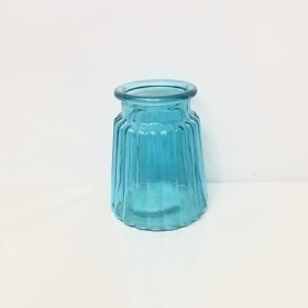 Pale Blue Glass Striped Oscar Vase 12cm