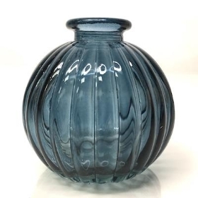 Dark Blue Glass Round Bottle 8.5cm