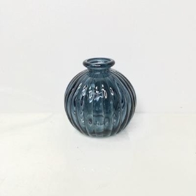 Dark Blue Glass Round Bottle 8.5cm