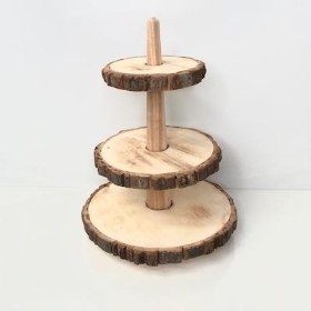 3 Tier Natural Birch Stand 40cm