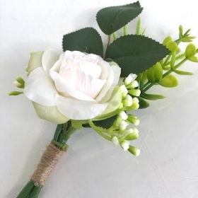 Ivory Rose Buttonholes 17cm x 6