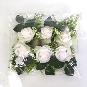 Ivory Rose Buttonholes 17cm x 6