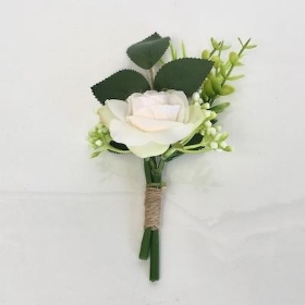 Ivory Rose Buttonholes 17cm x 6