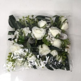 Ivory Triple Rose Buttonholes 14cm x 6