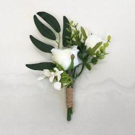 Ivory Triple Rose Buttonholes 14cm x 6