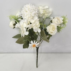 Ivory Mini Rose Mix Bush 30cm