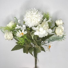 Ivory Mini Rose Mix Bush 30cm