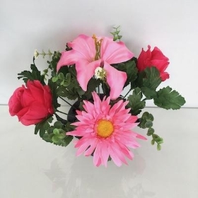 Pink Lily Gerbera And Rose Grave Pot 26cm