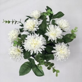 White Chrysanthemum And Eucalyptus Grave Pot 26cm