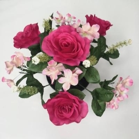 Pink Rose And Hydrangea Grave Pot 26cm