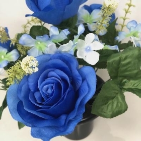 Blue Rose & Hydrangea Grave Pot 26cm