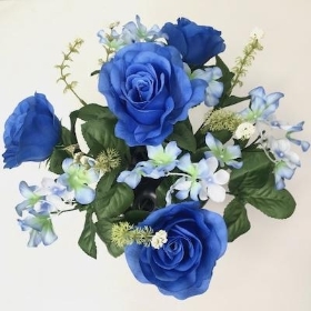 Blue Rose & Hydrangea Grave Pot 26cm