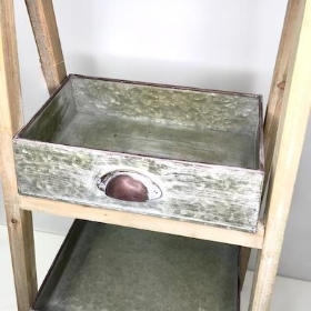 Wooden Ladder With Metal Trays 89cm
