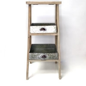 Wooden Ladder With Metal Trays 89cm