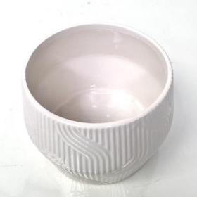 White Ceramic Stripy Pot 11cm