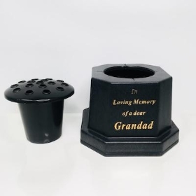 Black In Loving Memory Grandad Memorial Pot