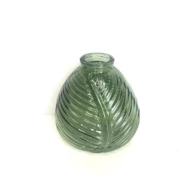 Green Vintage Leaf Bottle Vase 13cm