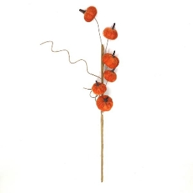 Orange Mini Velvet Pumpkin Spray 39cm