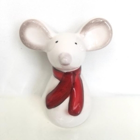 White Ceramic Mouse 10cm