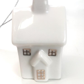 White Small Hanging Ceramic House 6cm