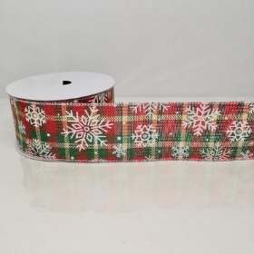 Snowflake Wired Ribbon  63mm