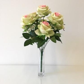 Medium Green And Pink Rose x 9 Heads 