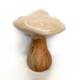 Beige Ceramic Mushroom 13cm