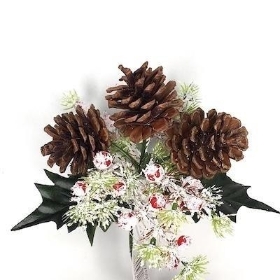 72 x Pinecone And Snowy Berry Pick 20cm
