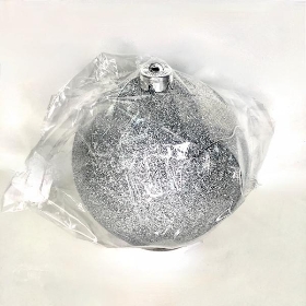 Silver Glitter Bauble 15cm
