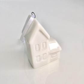 White Ceramic Hanging House 7cm