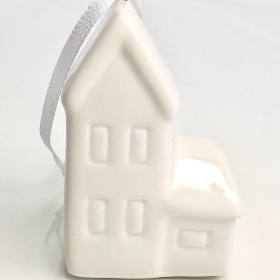 White Ceramic Hanging House 7cm