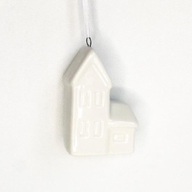 White Ceramic Hanging House 7cm