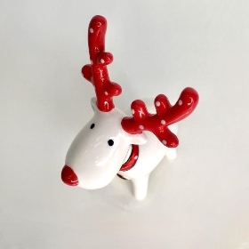Red & White Ceramic Reindeer 13cm