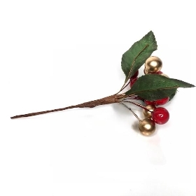 Red & Gold Berry Cluster 11cm