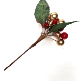 Red & Gold Berry Cluster 11cm