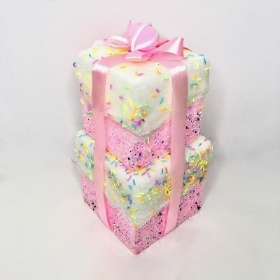 Pink White Stack of 2 Gifts 25cm