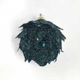 Green Hanging Leaf Bauble 10cm
