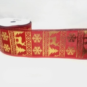 Gold Reindeer Ribbon 63mm