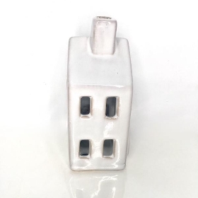 White Ceramic Tealight House 13.5cm