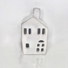White Ceramic Tealight House 13.5cm