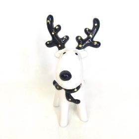 Black & White Ceramic Reindeer 13cm