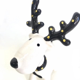 Black & White Ceramic Reindeer 13cm