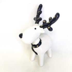 Black & White Ceramic Reindeer 13cm