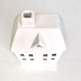 White Ceramic Matt Tealight House 13.5cm