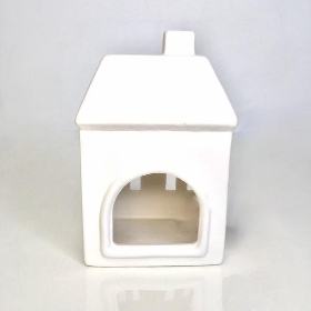 White Ceramic Matt Tealight House 13.5cm
