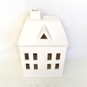 White Ceramic Matt Tealight House 13.5cm
