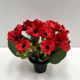 Red Poppy Grave Pot 29cm